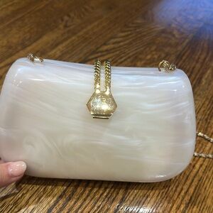 Lisette Elegant Cream Clutch with Gold Accents